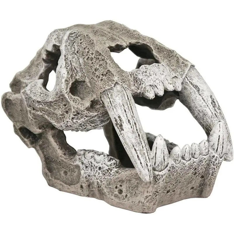 Blue Ribbon Mini Saber Tooth Skull Aquarium Ornament