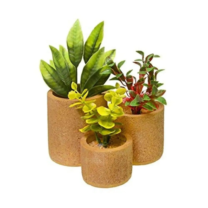 Blue Ribbon Ornament Round Flower Pot Natural