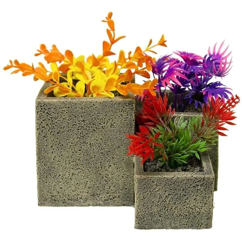 Exotic Environments Square Flower Pot Garden – Stone Colorful