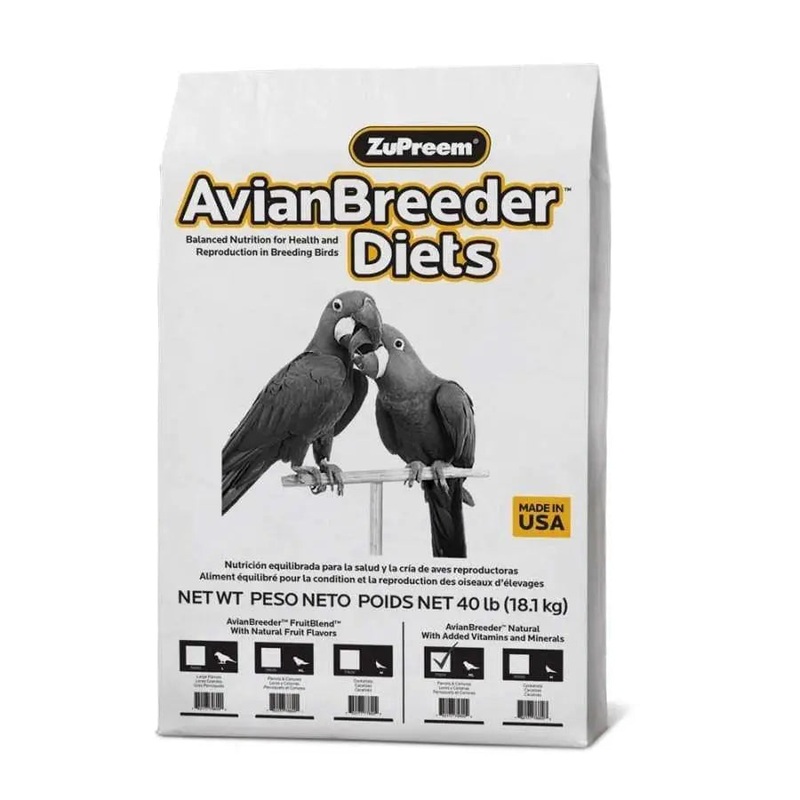 ZuPreem AvianBreeder Natural Pelleted Bird Food for Parrots and Conures 1ea/40 lb
