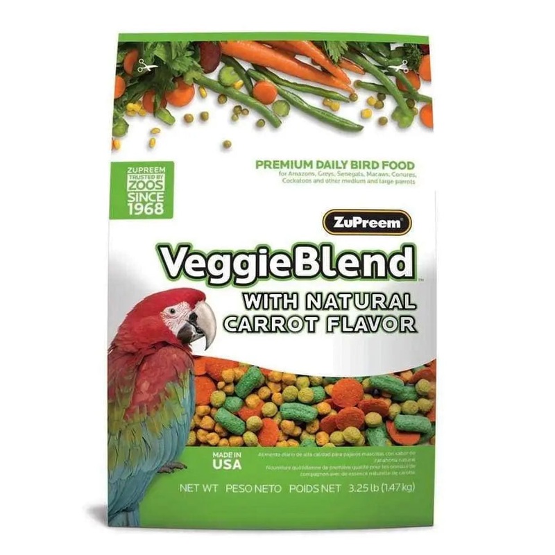 ZuPreem VeggieBlend with Natural Flavor Pelleted Best Food for Parrot Bird and Conures 3.25 lb