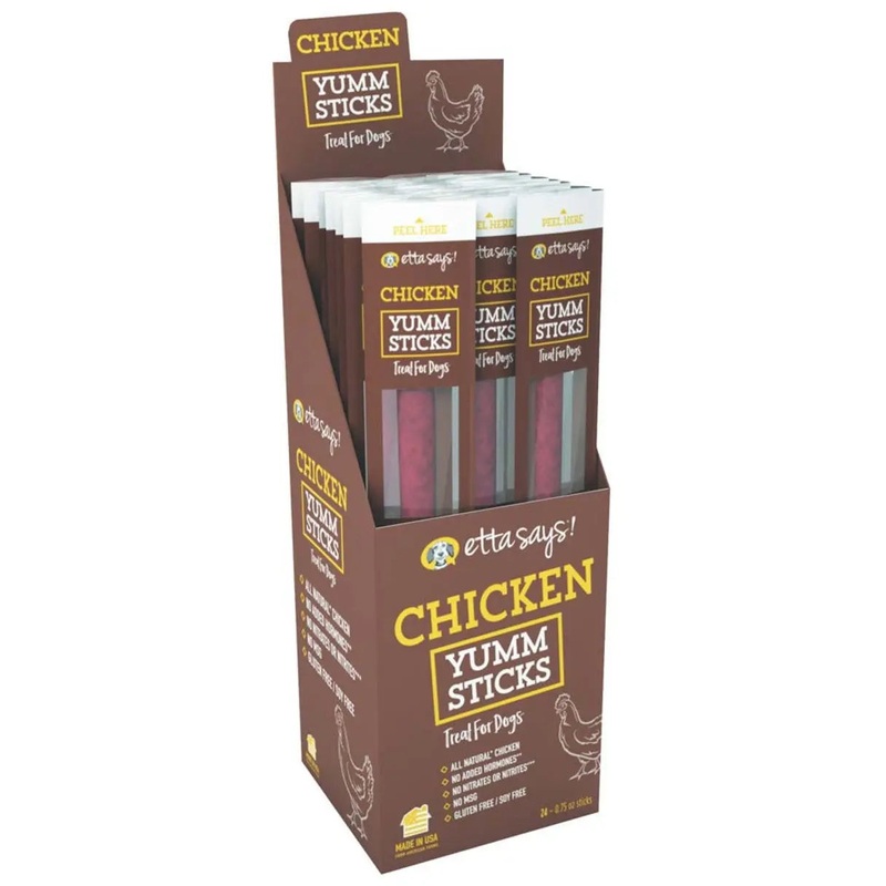 Etta Says! Chicken Yumm Sticks Dog Treat Display Box Chicken, 24ea/24 ct