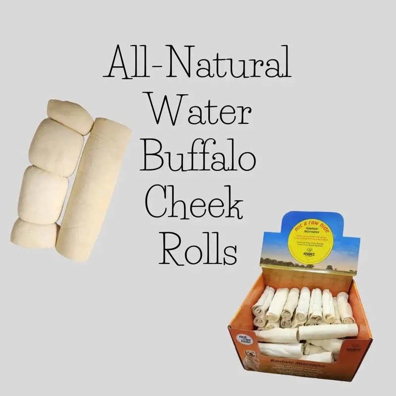 All Natural Water Buffalo Cheek Roll Chews for Tough Chewers