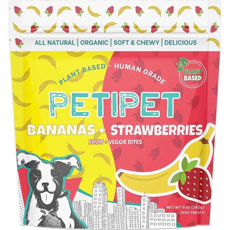 PETIPET Bananas + Strawberries Bites Soft & Chewy Dog Treats 5 oz