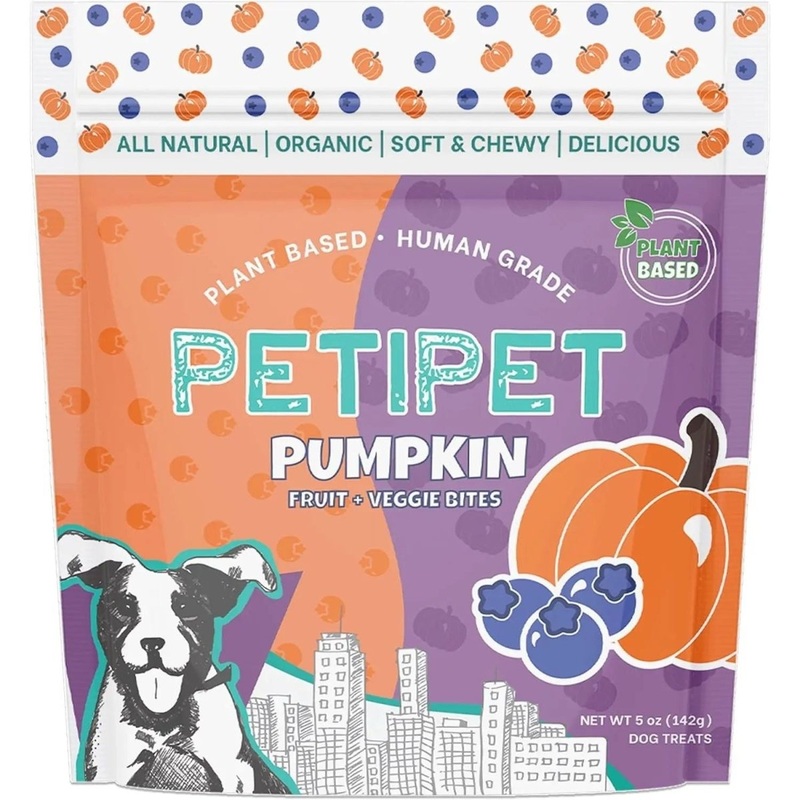 PETIPET Pumpkin Fruit + Veggie Bites Gluten-Free Adult Soft & Chewy Dog Treats 5oz