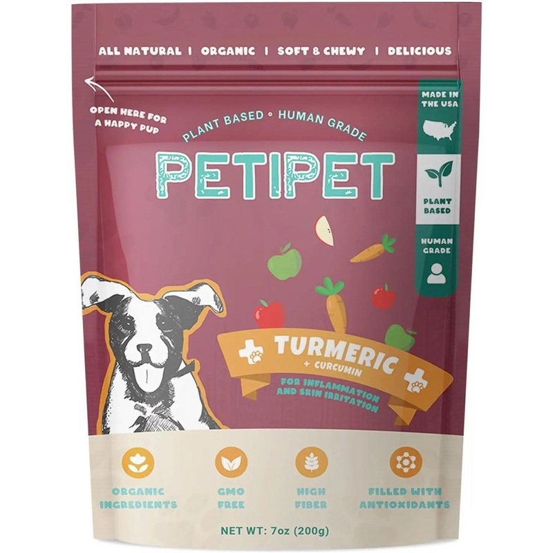 PETIPET Turmeric Bites + Curcumin Apple & Carrot Flavored Soft Chew Anti-Inflammatory Supplement for Dogs 7oz