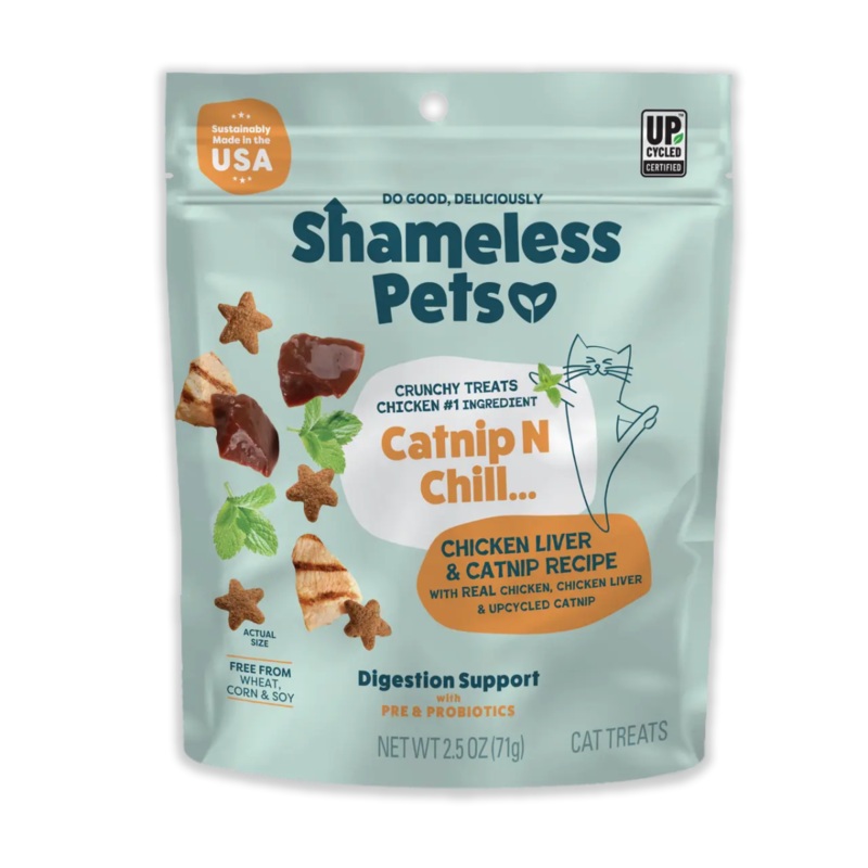 Shameless Pets Catnip N Chill Chicken Liver Crunchy Cat Treats 2.5oz