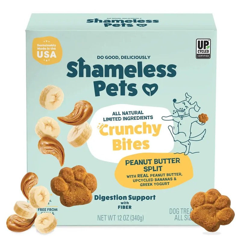 Shameless Pets Peanut Butter Split Peanut Butter & Yogurt Flavor Crunchy Dog Treats 10oz