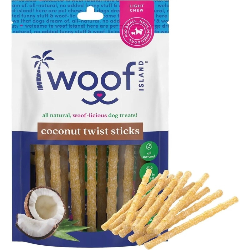Woof Island Coconut Sticks – All Natural Rawhide Free Dog Chews for Healthy & Happy Pups