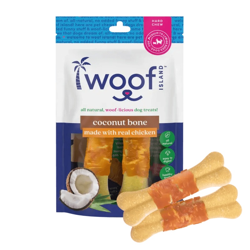Woof Island Natural Coconut Bones with Chicken Healthy Dog Snacks