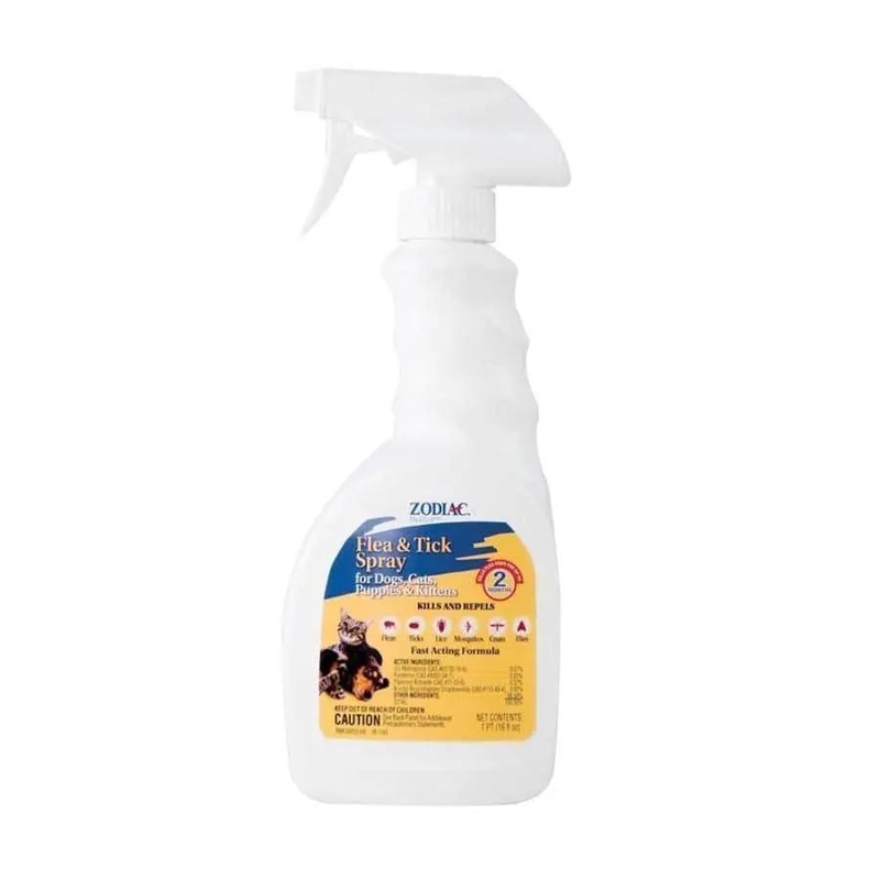 Zodiac Flea and Tick Spray for Dogs Puppies Cats and Kittens 16 oz