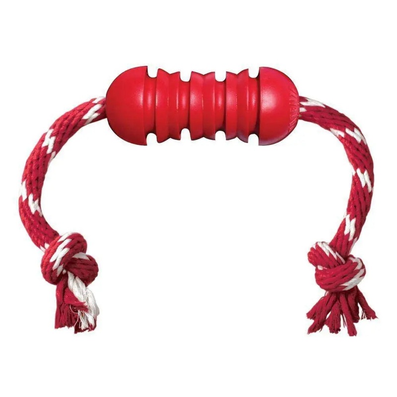 Kong Dental with Rope Dog Toys Red Medium