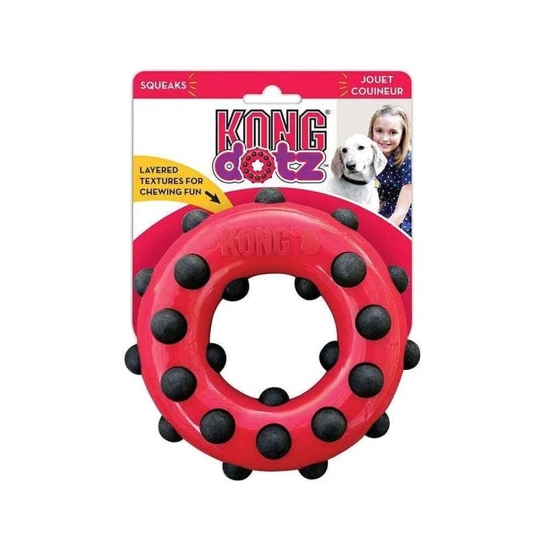 Kong Dotz Circle Dog Toys Red Large