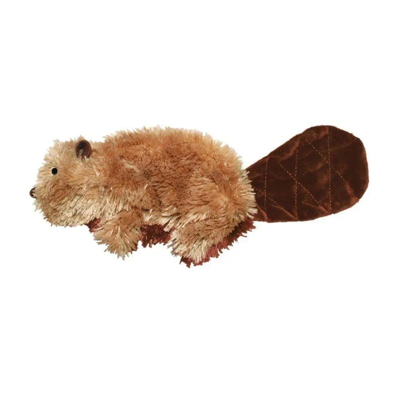 Kong Plush Beaver Dog Toys Brown Small