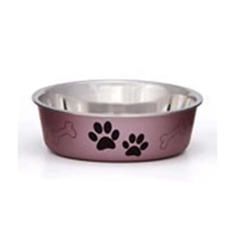 Loving Pets Bella Bowls Mettalic Pet Dish Grape Color Medium