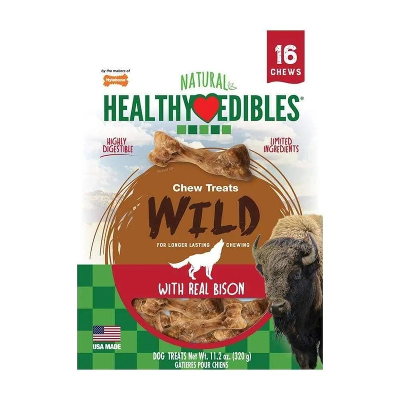 Nylabone Healthy Edibles Wild Bison Flavor Chews Dog Treats Small X 16 Count