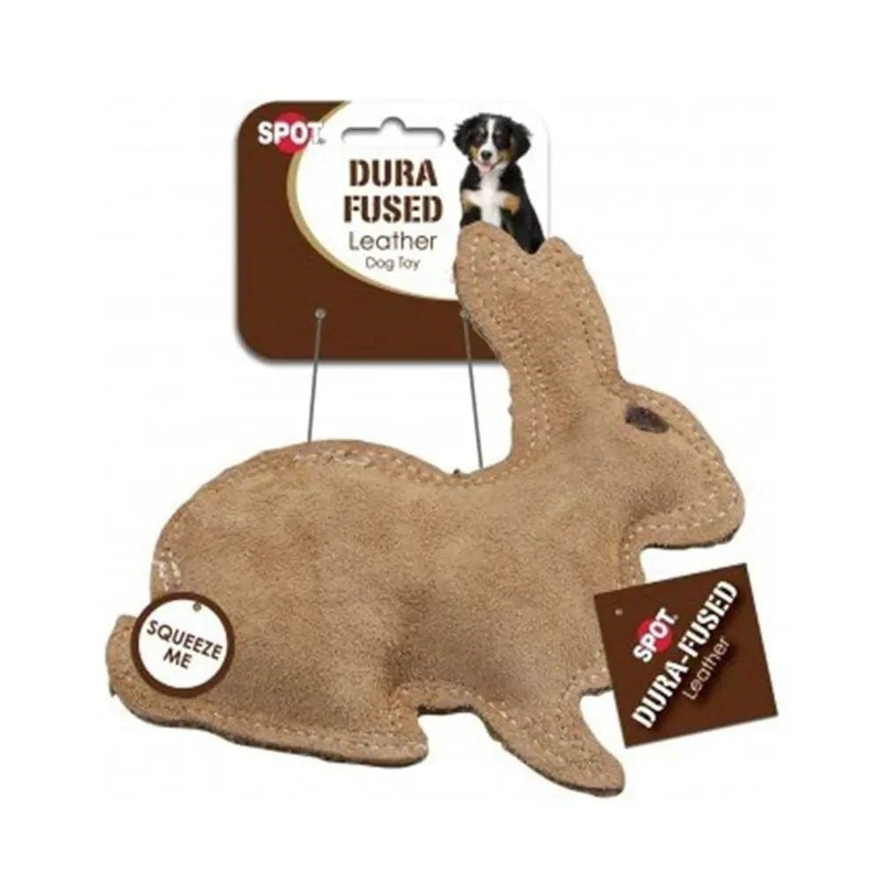 Spot Dura Fused Leather & Jute Rabbit Dog Toys Small