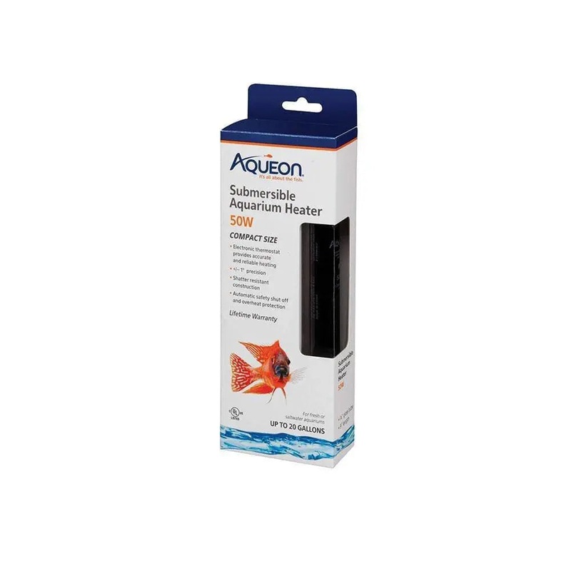 Aqueon Submersible Glass Heater 50 Watt 3.5 X 1.5 X 10.375 Inch