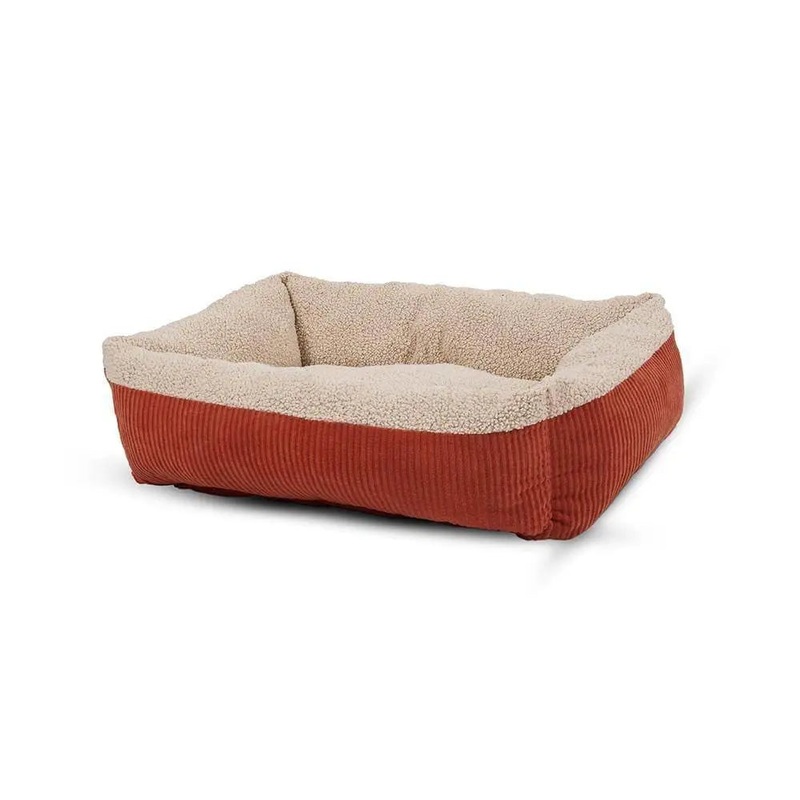 Aspen Pet Self Warming Rectangular Lounger Barn Red/Cream Color Small