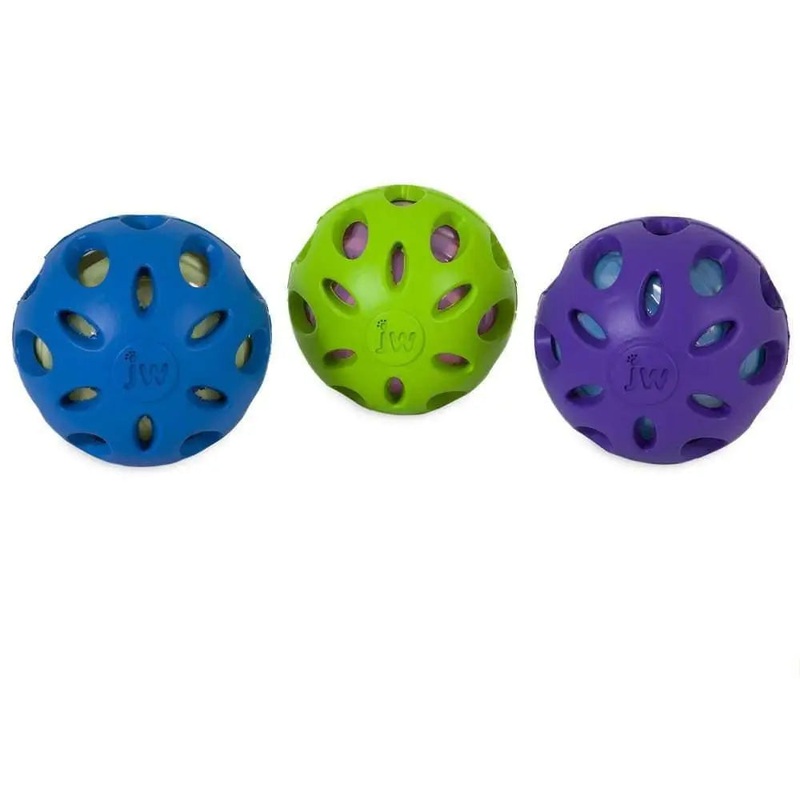 JW Crackle Heads Crackle Ball Dog Toys Assorted Color Large