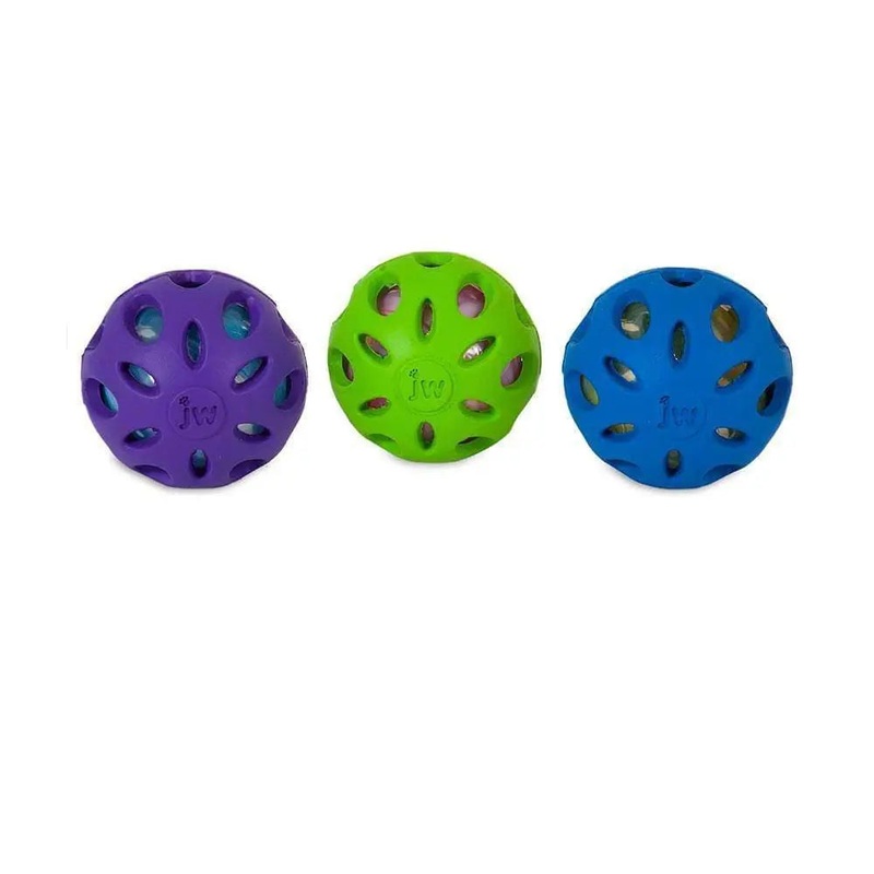 JW Crackle Heads Crackle Ball Dog Toys Assorted Color Medium