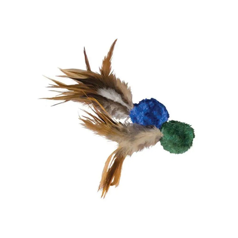 Kong Naturals Crinkle Ball with Feathers Cat Toys Assorted