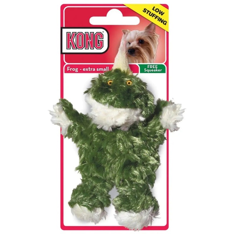 Kong Plush Frog Dog Toys Green X-Small