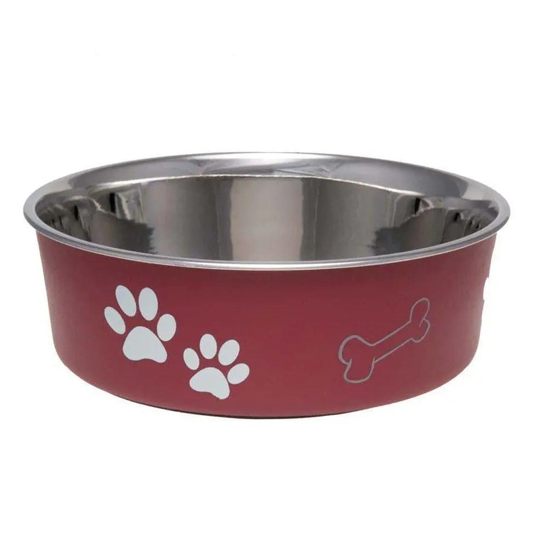 Loving Pets Bella Bowls Classic Pet Dish Merlot Color Medium
