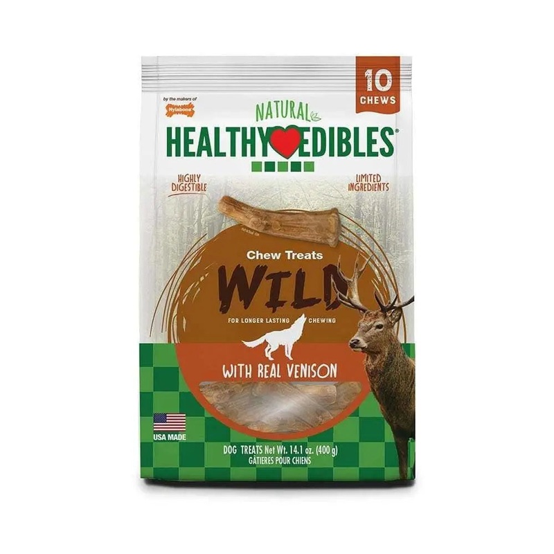 Nylabone Healthy Edibles Venison Flavor Antler Chews Dog Treats Medium X 10 Count