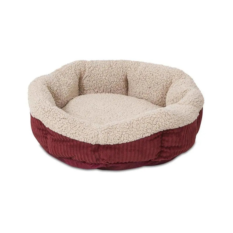 Aspen Pet Self-Warming Oval Lounger Barn Red/Cream Color