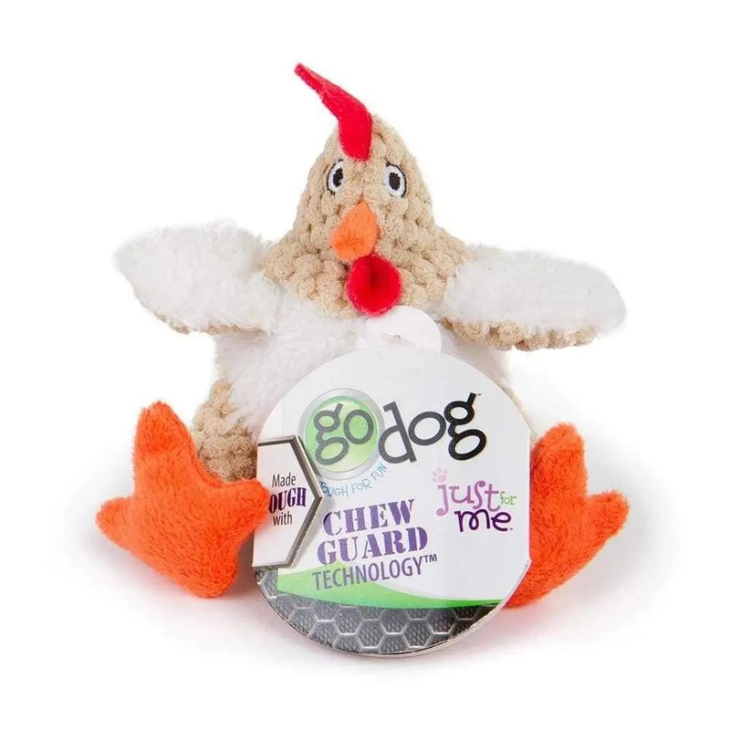 GoDog Checkers Fat White Roosters Dog Toys Large