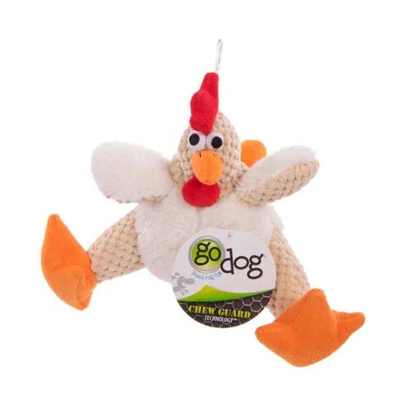 GoDog Checkers Fat White Roosters Dog Toys Small