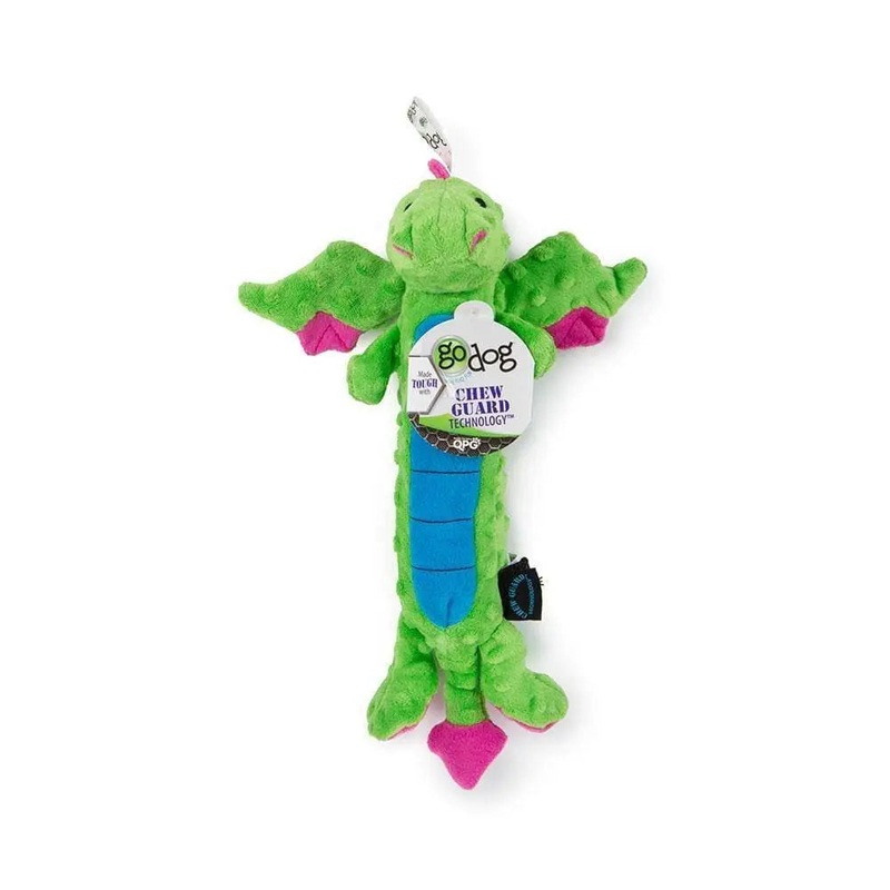 GoDog Green Skinny Dragons Dog Toys Large