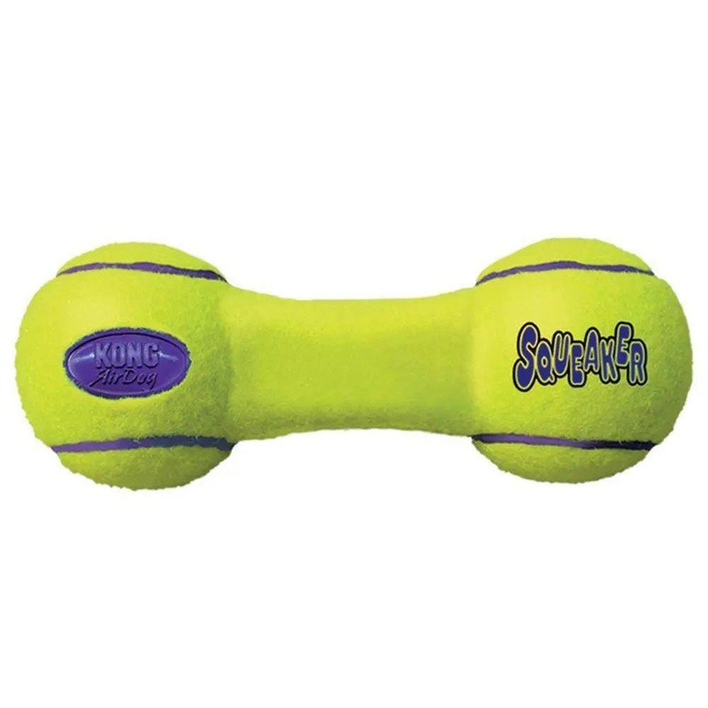 Kong Airdog Squeaker Dumbbell Dog Toys Yellow