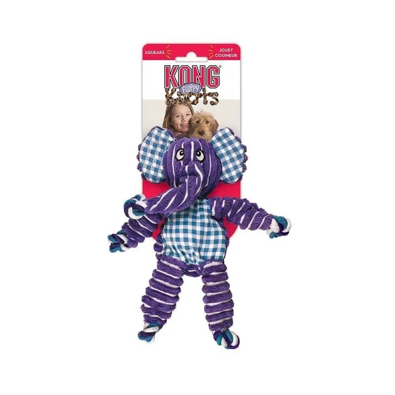 Kong Floppy Knots Elephant Dog Toys Purple Medium/Large