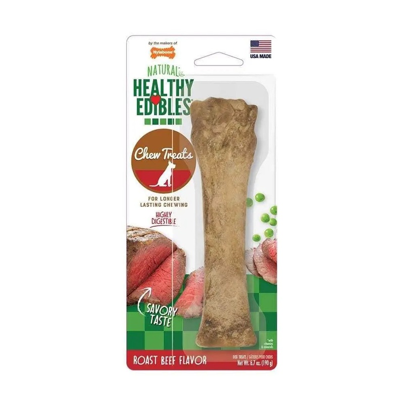 Nylabone Long Lasting Dog Treats for Heavy Chewers – Roast Beef
