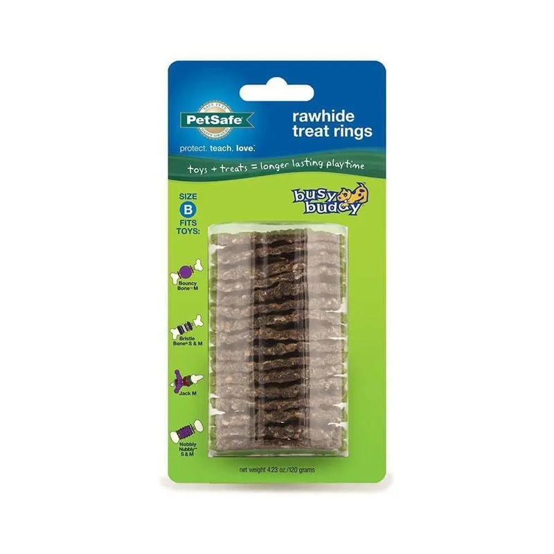 PetSafe Busy Buddy Sportsmen Ultra-Thick Natural Rawhide Rings for Dog Medium