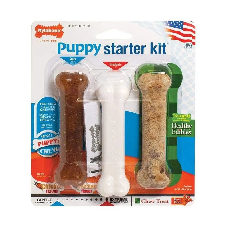 Nylabone Teething Puppy Chews Starter Kit for Puppy Regular Up to 25 Lbs