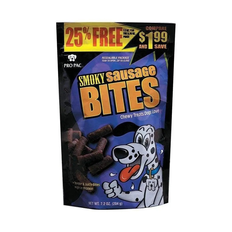 Pro Pac Adult Smoky Sausage Bites Chewy Dog Treats 7.2 Oz