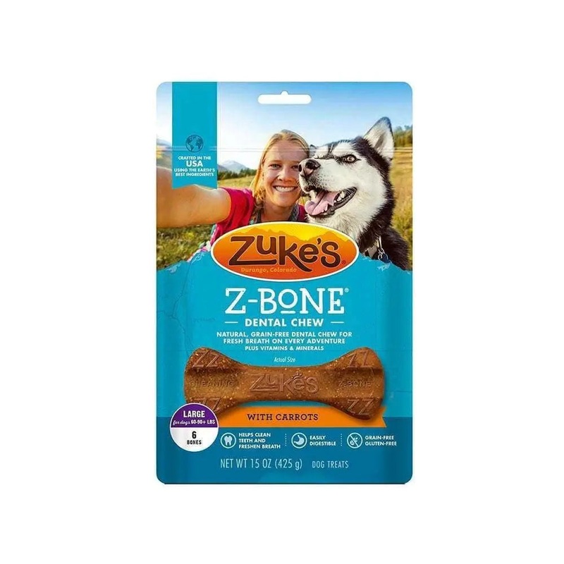 Zuke’s Z-Bone Large Grain Free Dental Chews with Carrots Dog Treats 6 Count