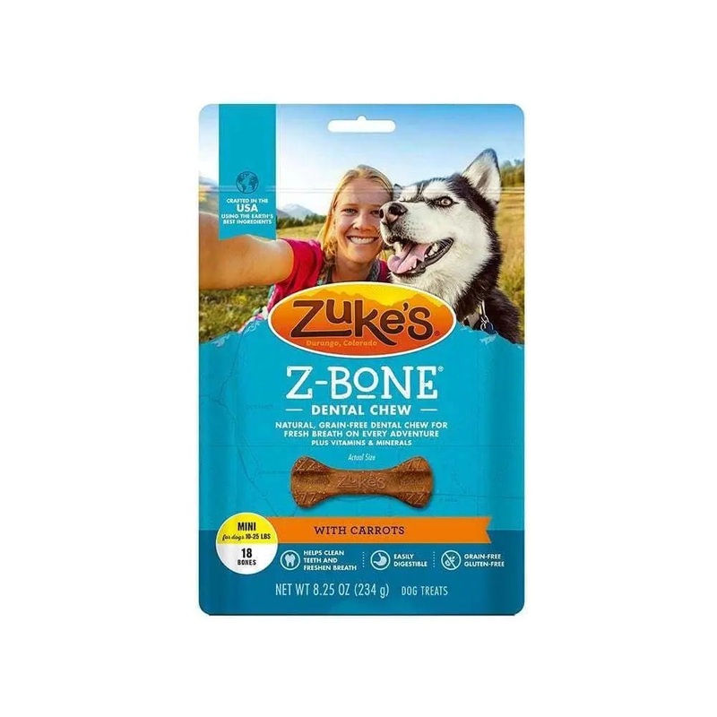 Zuke’s Z-Bone Mini Grain Free Dental Chews with Carrots Dog Treats 18 Count