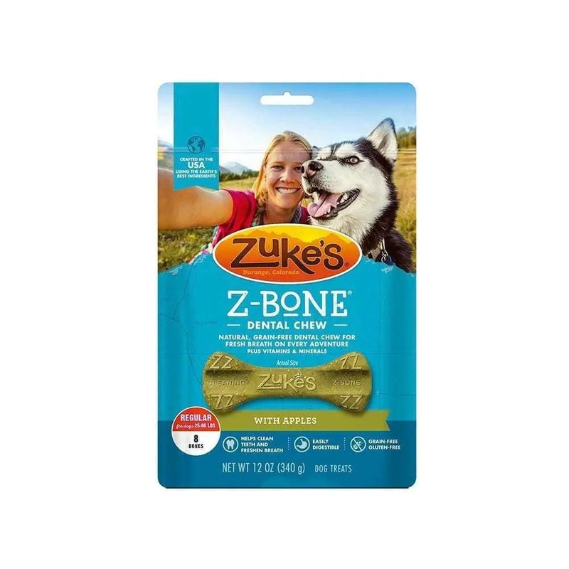 Zuke’s Z-Bone Regular Grain Free Dental Chews with Apples Dog Treats 8 Count
