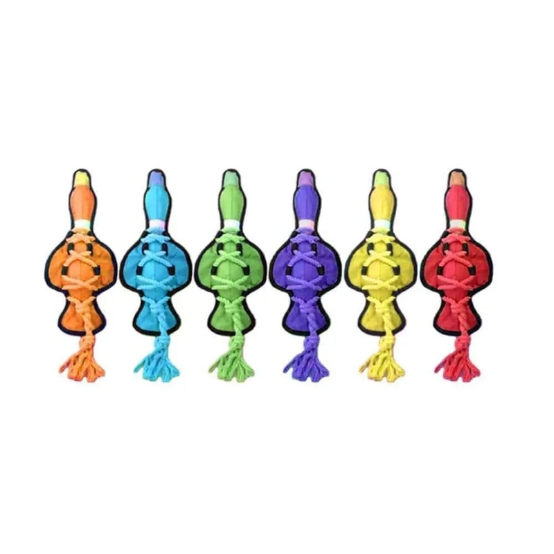 Multipet Cross-Ropes Duck Dog Toys Assorted Color 11.5 Inch
