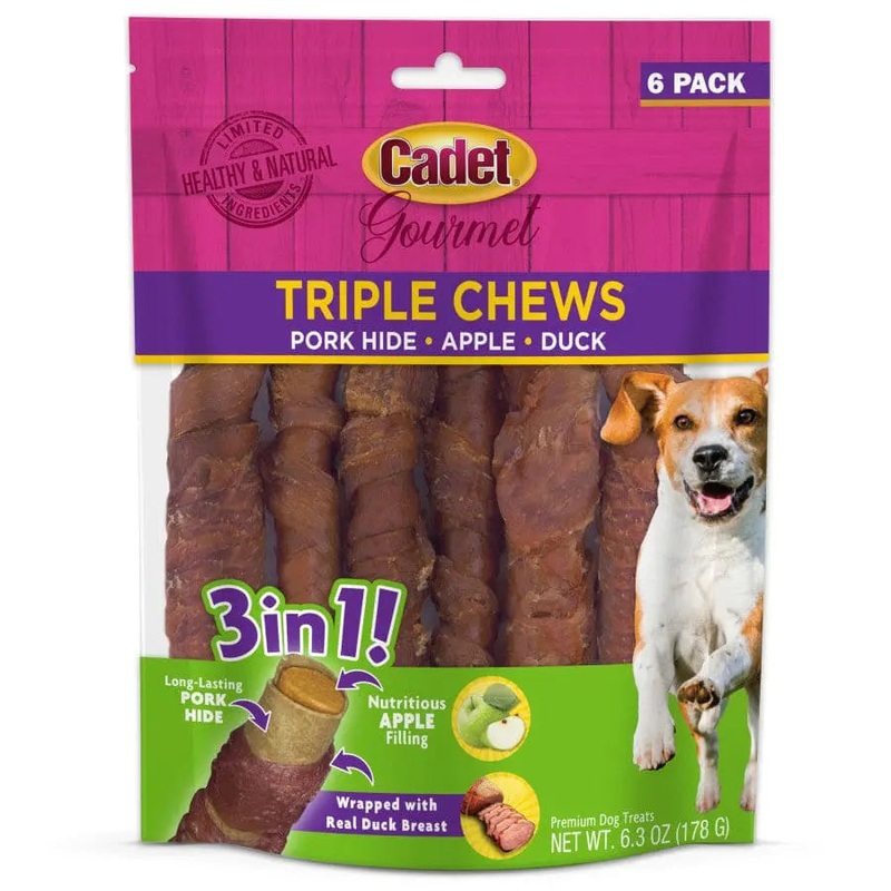 Cadet Gourmet Triple Chews Pork Hide Twists