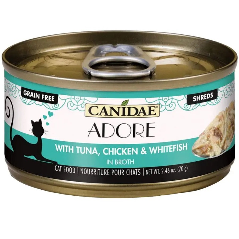 CANIDAE Pure Adore Wet Cat Food Tuna, Chicken & Whitefish in Broth, 24ea/2.46 oz