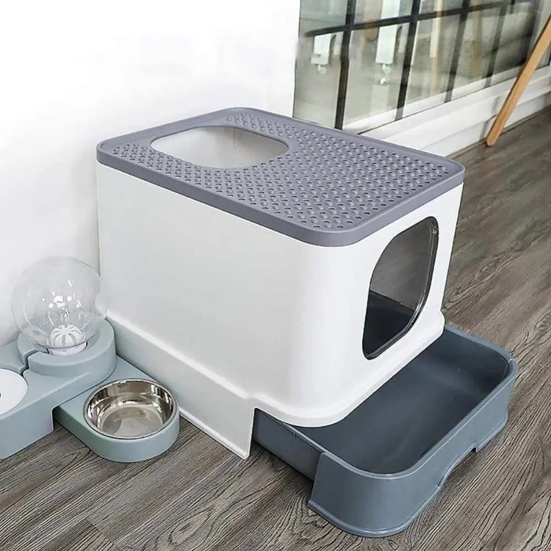 Cat Litter Box Top Entry Litter Box Cat Sandbox Large Capacity Toilet Style Tray