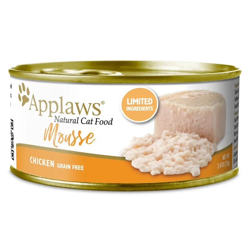 Applaws Natural Wet Cat Food Plain Mousse Chicken 2.47oz Can 24/cs