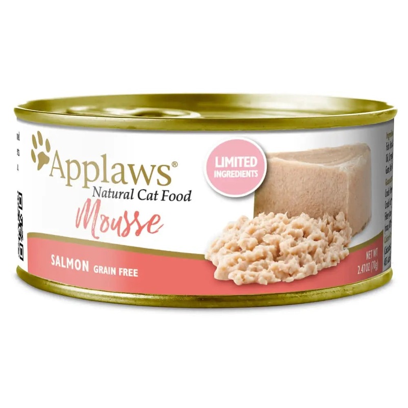 Applaws Natural Wet Cat Food Plain Mousse Salmon 2.47oz Can 24/cs