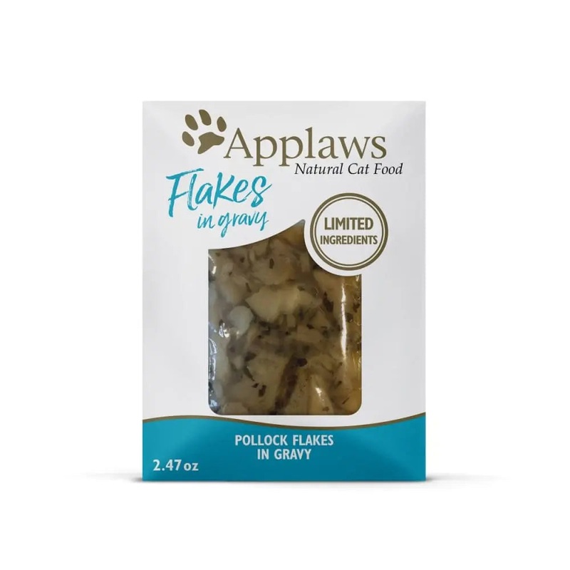 Applaws Natural Wet Cat Food Pollock Flakes in Gravy 2.47oz Pouch 12/cs