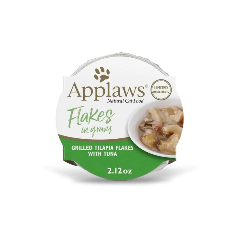 Applaws Natural Wet Cat Food Tilapia with Tuna Flakes in Gravy 2.12oz Pot 18/cs